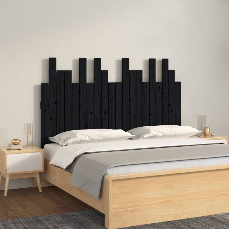 foto del prodotto vidaxl testiera da parete nera 127,5x3x80 cm in legno massello di pino