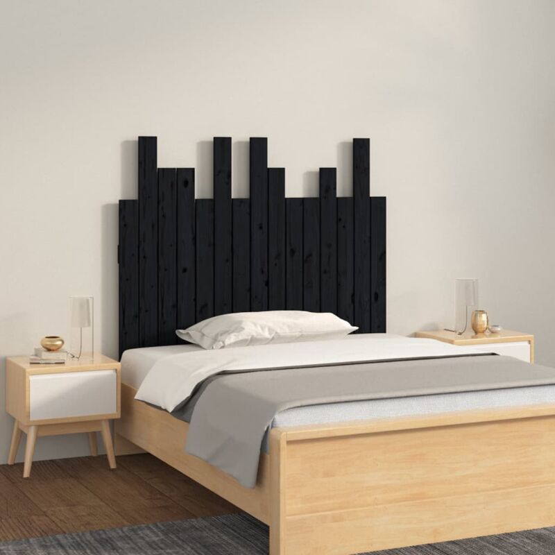foto del prodotto vidaxl testiera da parete nera 95,5x3x80 cm in legno massello di pino