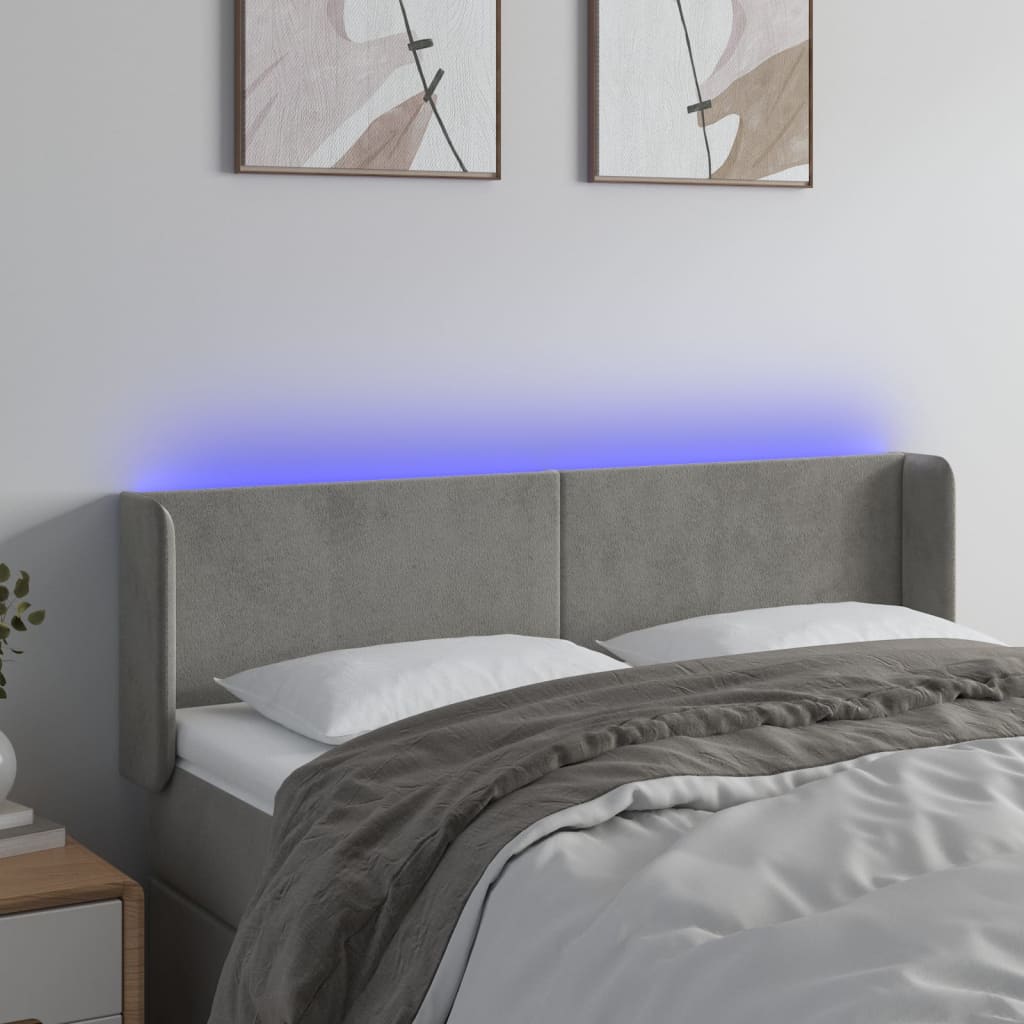 foto del prodotto vidaxl testiera grigio chiaro a led 147x16x78 88 cm in velluto