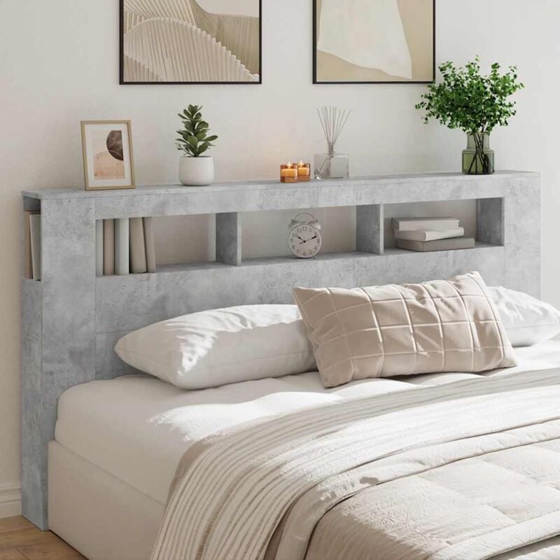 foto del prodotto vidaxl testiera led grigio cemento 200x18,5x103,5 cm legno multistrato