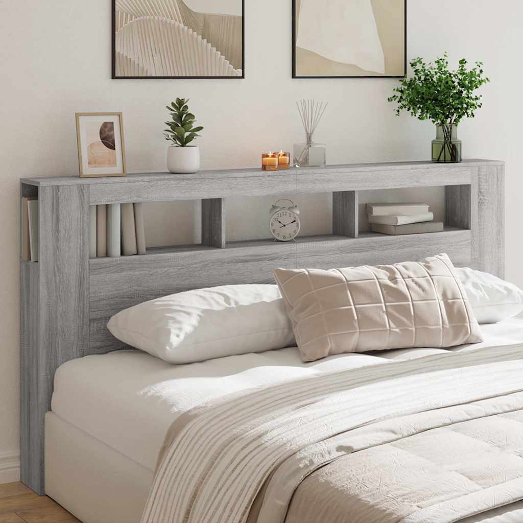 foto del prodotto vidaxl testiera led grigio sonoma 200x18,5x103,5 cm legno multistrato