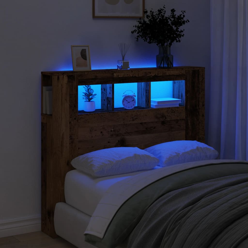foto del prodotto vidaxl testiera led legno antico 120x18,5x103,5 cm legno multistrato