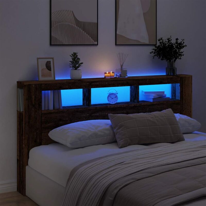 foto del prodotto vidaxl testiera led legno antico 200x18,5x103,5 cm legno multistrato