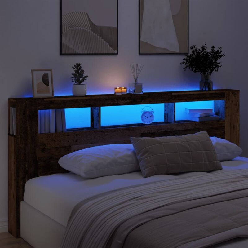 foto del prodotto vidaxl testiera led legno antico 220x18,5x103,5 cm legno multistrato