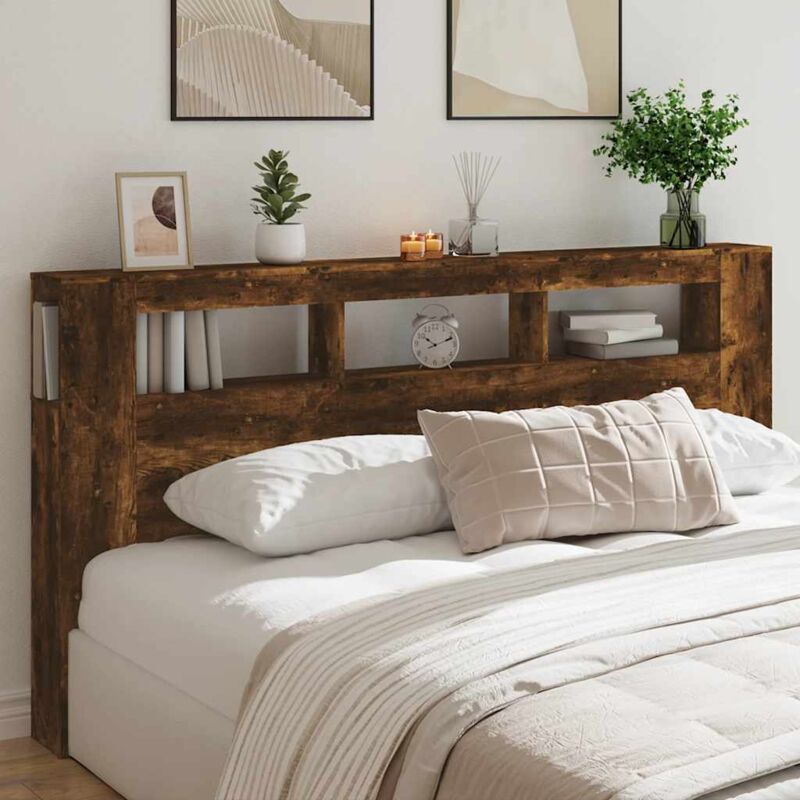 foto del prodotto vidaxl testiera led rovere fumo 200x18,5x103,5 cm legno multistrato