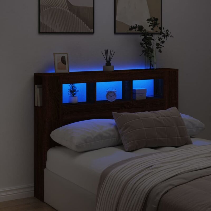 foto del prodotto vidaxl testiera led rovere marrone 140x18,5x103,5 cm legno multistrato