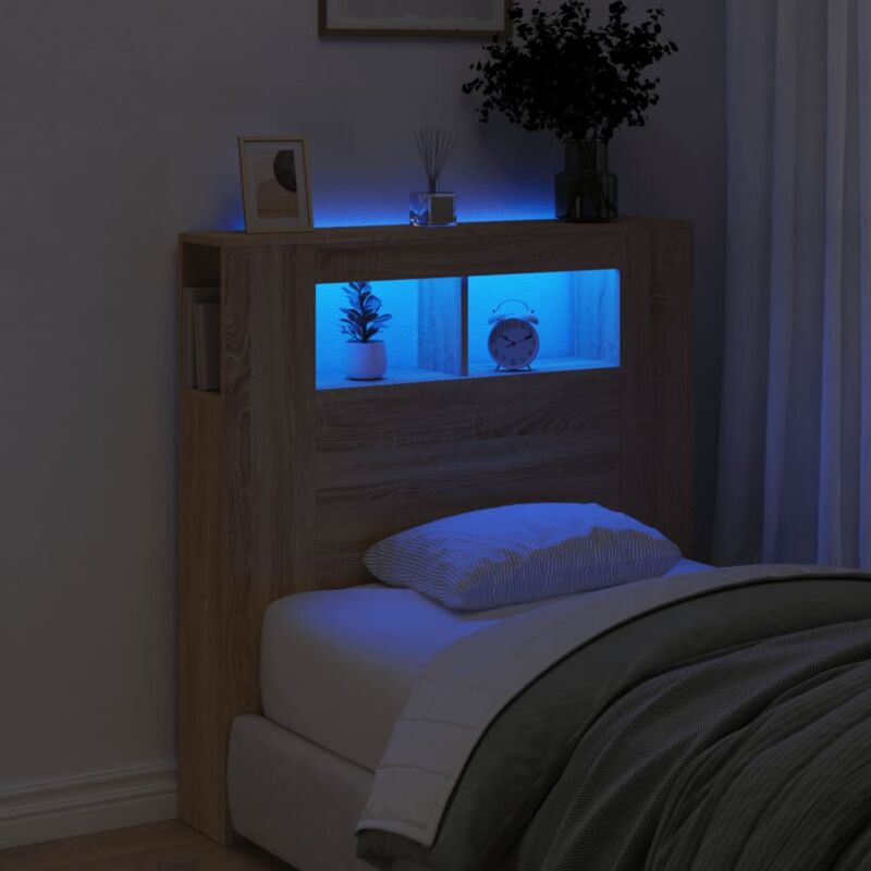 foto del prodotto vidaxl testiera led rovere sonoma 100x18,5x103,5 cm legno multistrato