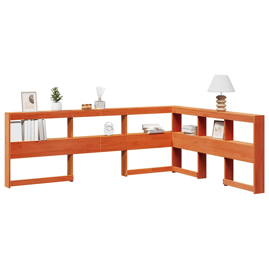 foto del prodotto vidaxl testiera libreria a l marrone cera 140cm legno massello di pino