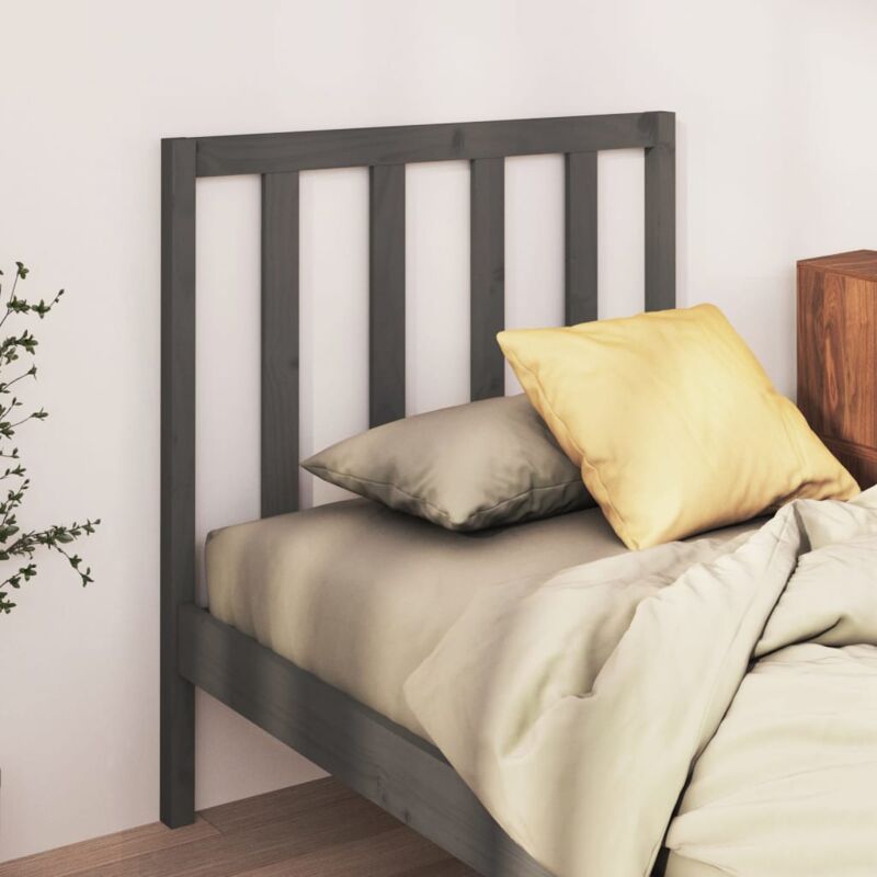 foto del prodotto vidaxl testiera per letto grigia 106x4x100cm in legno massello di pino