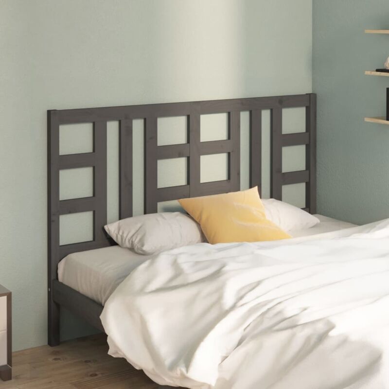 foto del prodotto vidaxl testiera per letto grigia 126x4x100cm in legno massello di pino