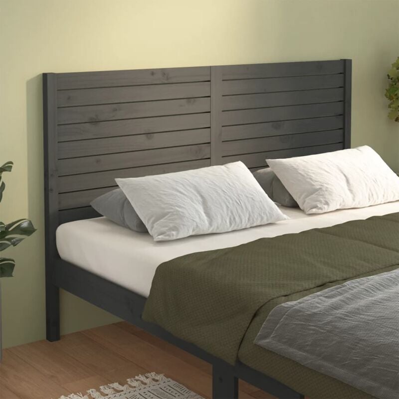 foto del prodotto vidaxl testiera per letto grigia 126x4x100cm in legno massello di pino