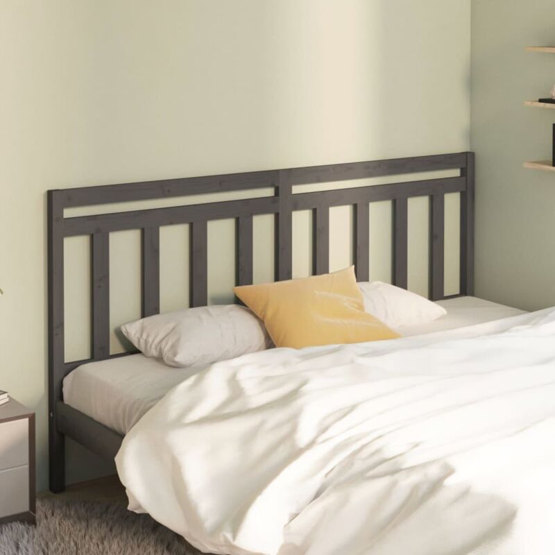 foto del prodotto vidaxl testiera per letto grigia 206x4x100cm in legno massello di pino