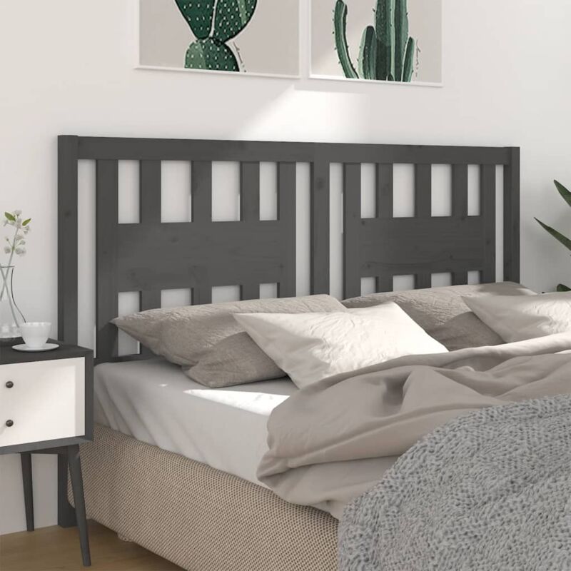 foto del prodotto vidaxl testiera per letto grigia 206x4x100cm in legno massello di pino