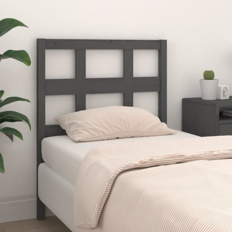 foto del prodotto vidaxl testiera per letto grigia 95,5x4x100 cm legno massello di pino