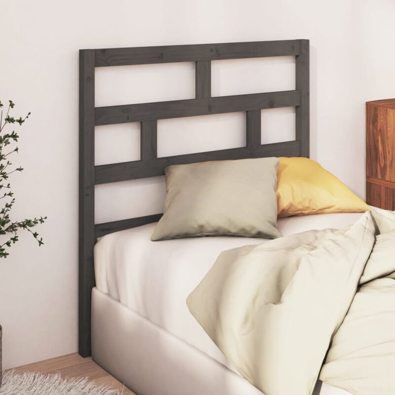 foto del prodotto vidaxl testiera per letto grigia 96x4x100 cm in legno massello di pino
