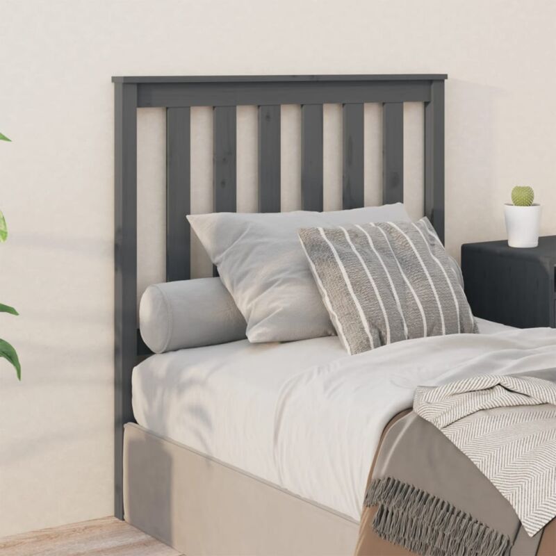 foto del prodotto vidaxl testiera per letto grigia 96x6x101 cm in legno massello di pino