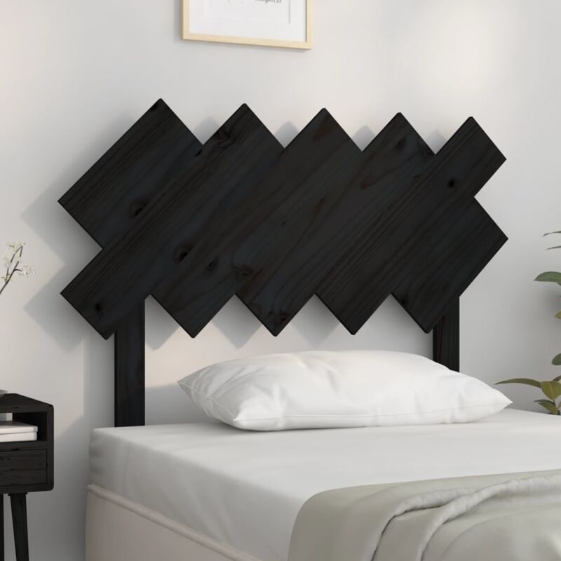 foto del prodotto vidaxl testiera per letto nera 104x3x80,5 cm in legno massello di pino