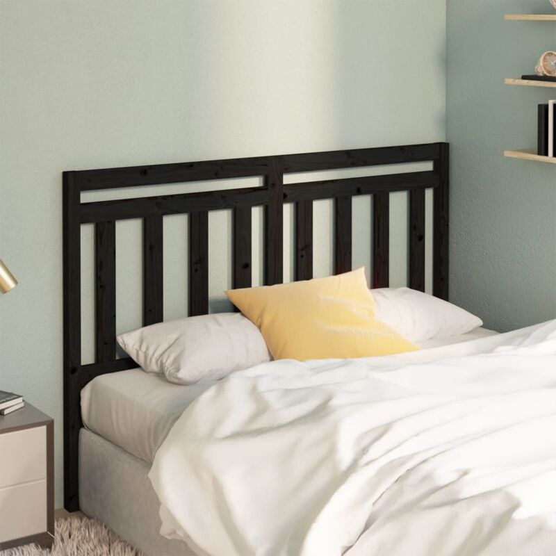 foto del prodotto vidaxl testiera per letto nera 146x4x100 cm in legno massello di pino