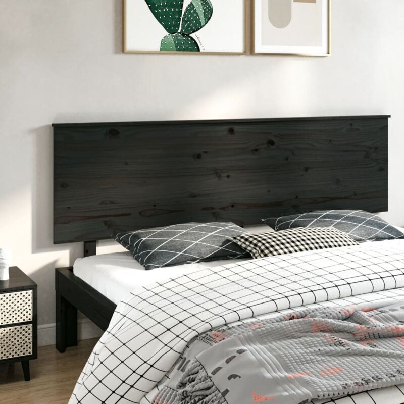 foto del prodotto vidaxl testiera per letto nera 204x6x82,5 cm in legno massello di pino
