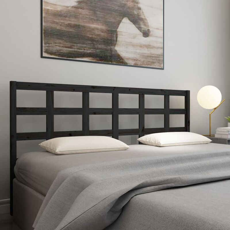 foto del prodotto vidaxl testiera per letto nera 205,5x4x100cm in legno massello di pino