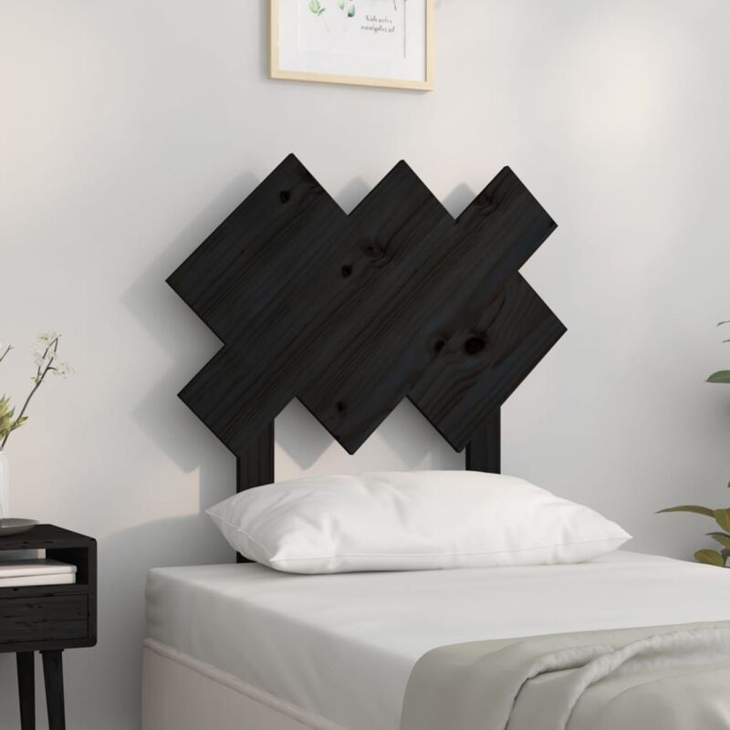 foto del prodotto vidaxl testiera per letto nera 72,5x3x81 cm in legno massello di pino