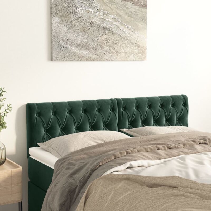 foto del prodotto vidaxl testiere 2 pz verde scuro 72x7x78 88 cm in velluto