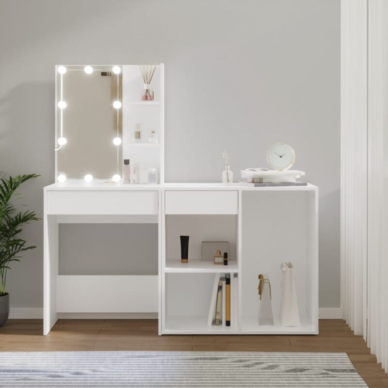 foto del prodotto vidaxl toeletta con led e armadietto bianco in legno multistrato