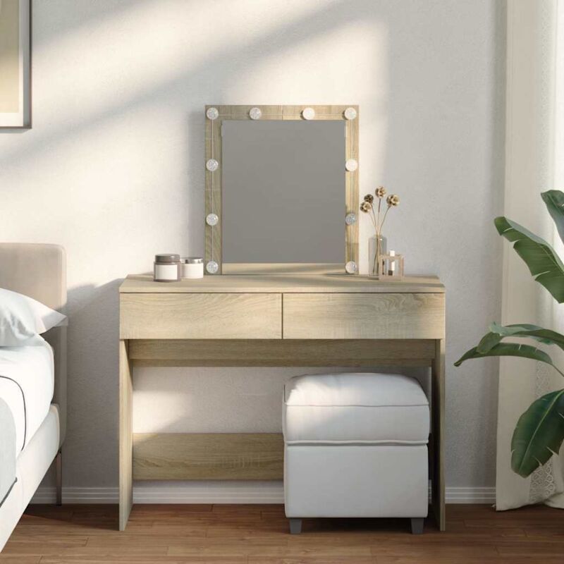 foto del prodotto vidaxl toeletta con led rovere sonoma 100x40x130 cm