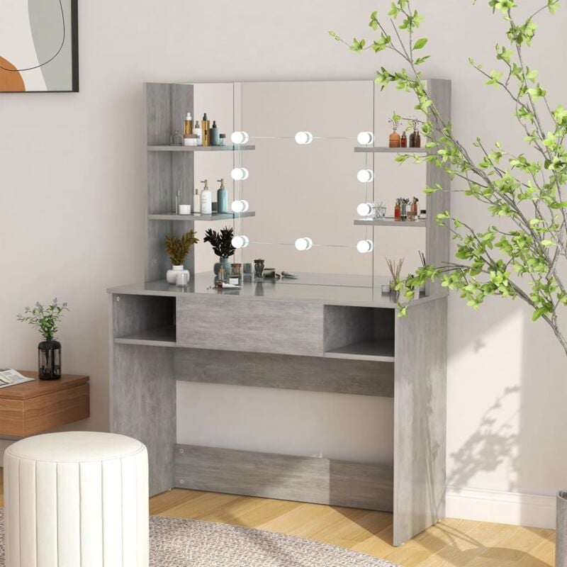foto del prodotto vidaxl toeletta con luci led 100x40x135 cm in mdf grigio cemento