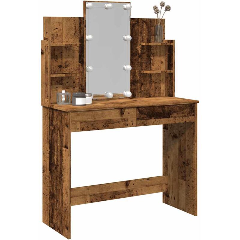foto del prodotto vidaxl toeletta con luci led legno antico 96x40x142 cm