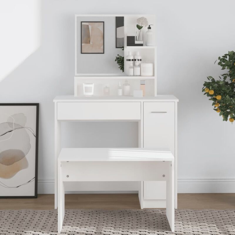foto del prodotto vidaxl toeletta con specchio bianco 86,5x35x136 cm