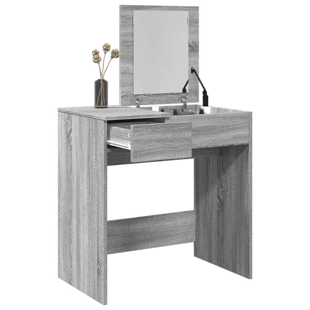 foto del prodotto vidaxl toeletta con specchio grigio sonoma 73x46,5x120 cm