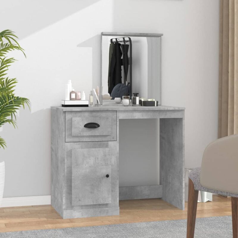 foto del prodotto vidaxl toeletta specchio grigio cemento 90x50x132,5 legno multistrato