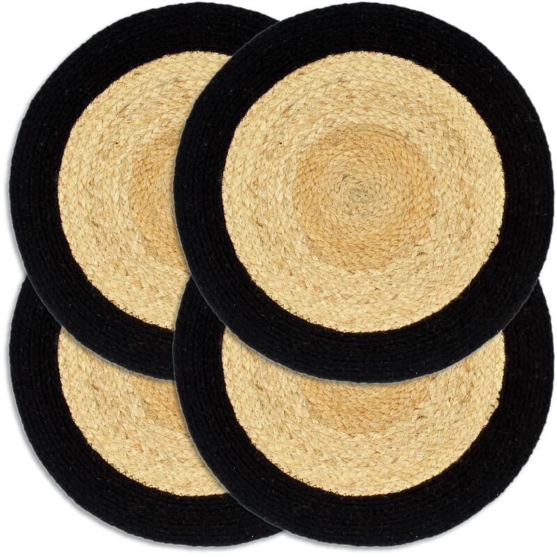 foto del prodotto vidaxl tovagliette 4 pz naturale e nero 38 cm in juta e cotone