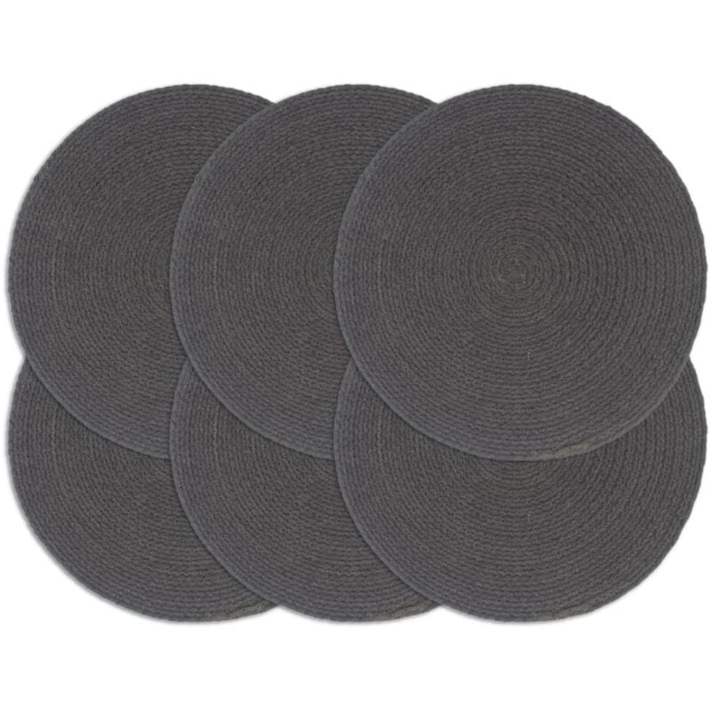 foto del prodotto vidaxl tovagliette 6 pz grigio scuro neutro 38 cm rotonde in cotone