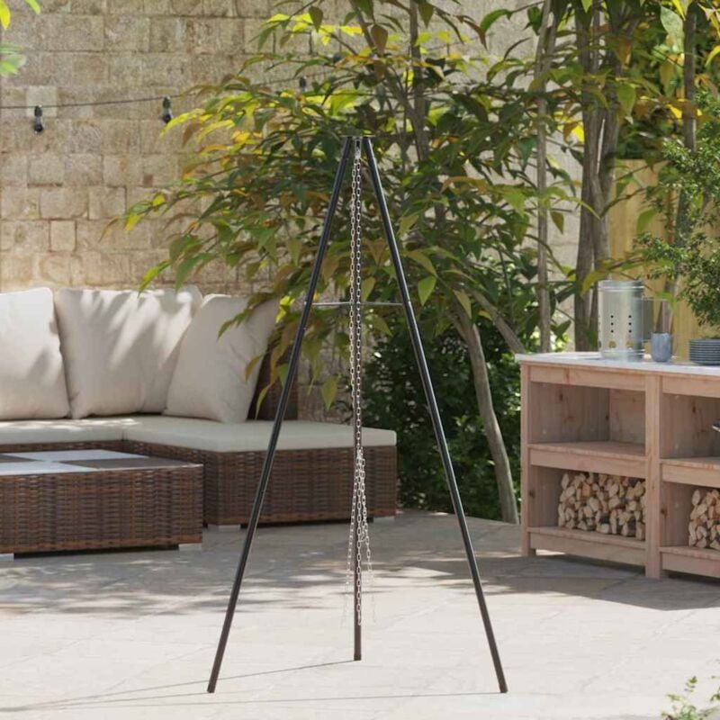 foto del prodotto vidaxl treppiede da cucina per campeggio in acciaio, 150 cm
