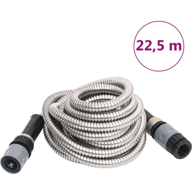foto del prodotto vidaxl tubo da giardino con ugello spray argento 20,6 22,5 m acciaio