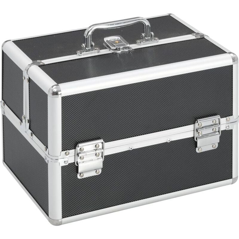 foto del prodotto vidaxl valigia per cosmetici 22x30x21 cm nera in alluminio