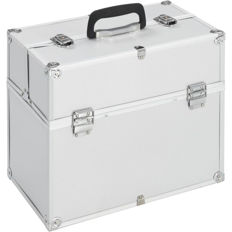 foto del prodotto vidaxl valigia per cosmetici 38x23x34 cm argento in alluminio 330110