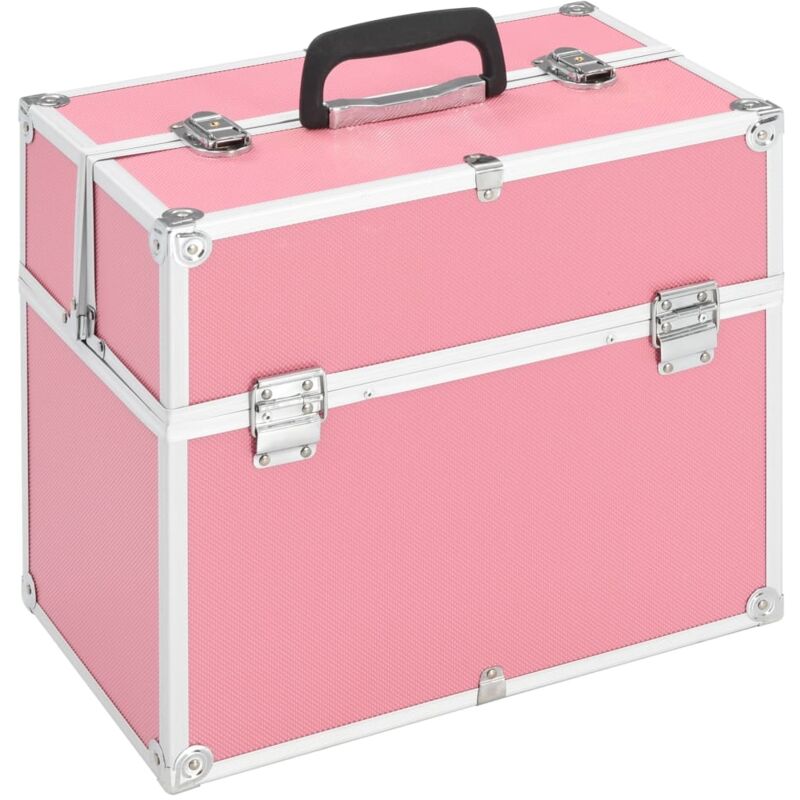 foto del prodotto vidaxl valigia per cosmetici 38x23x34 cm rosa in alluminio