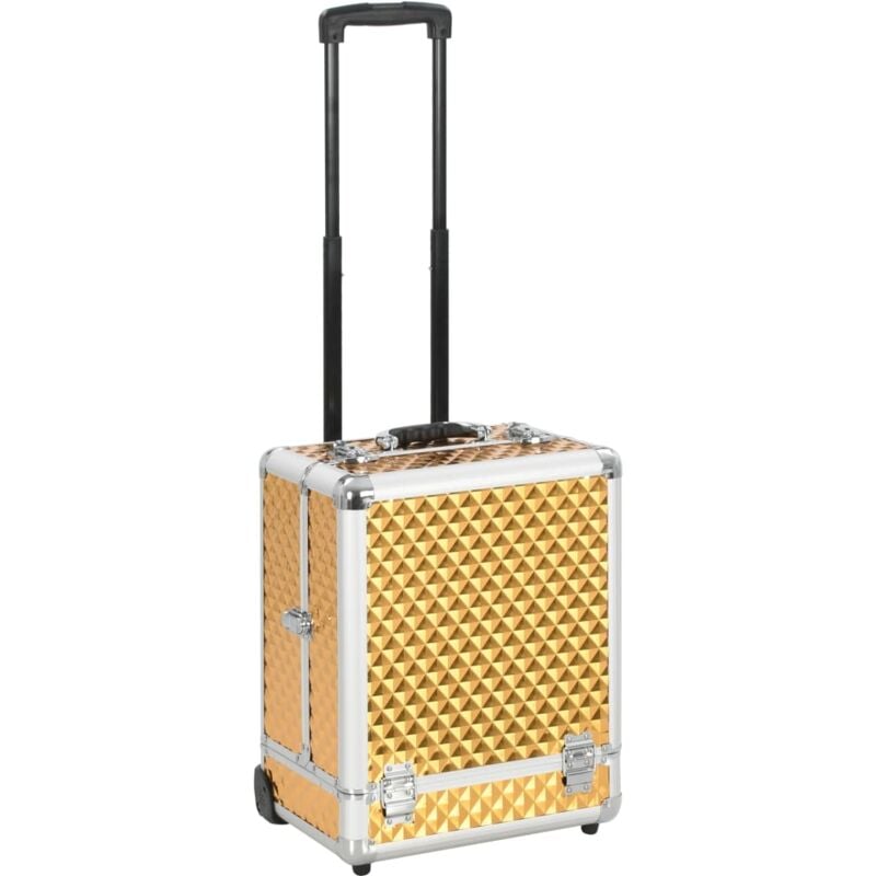 foto del prodotto vidaxl valigia trolley per cosmetici 35x29x45 cm oro in alluminio