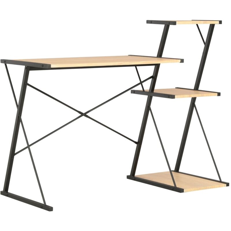 foto del prodotto vidaxl various colors desk with shelves 116x50x93cm colore nero e rovere
