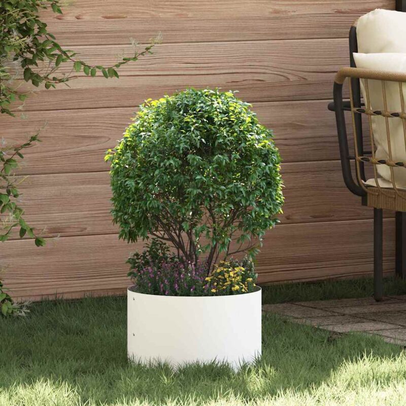 foto del prodotto vidaxl vaso da giardino bianco 30 x 30 x 20 cm acciaio