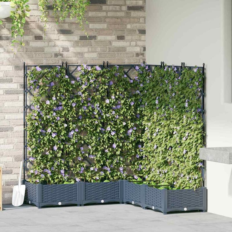 foto del prodotto vidaxl vaso da giardino con trellis 5 pz grigio 120x120x125.5 cm