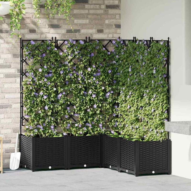 foto del prodotto vidaxl vaso da giardino con trellis 5 pz nero 120x120x143 cm