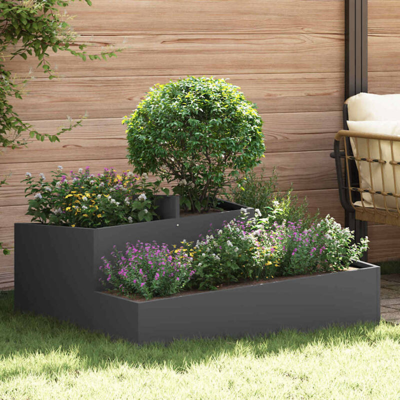 foto del prodotto vidaxl vaso da giardino nero 100 x 100 x 50 cm acciaio