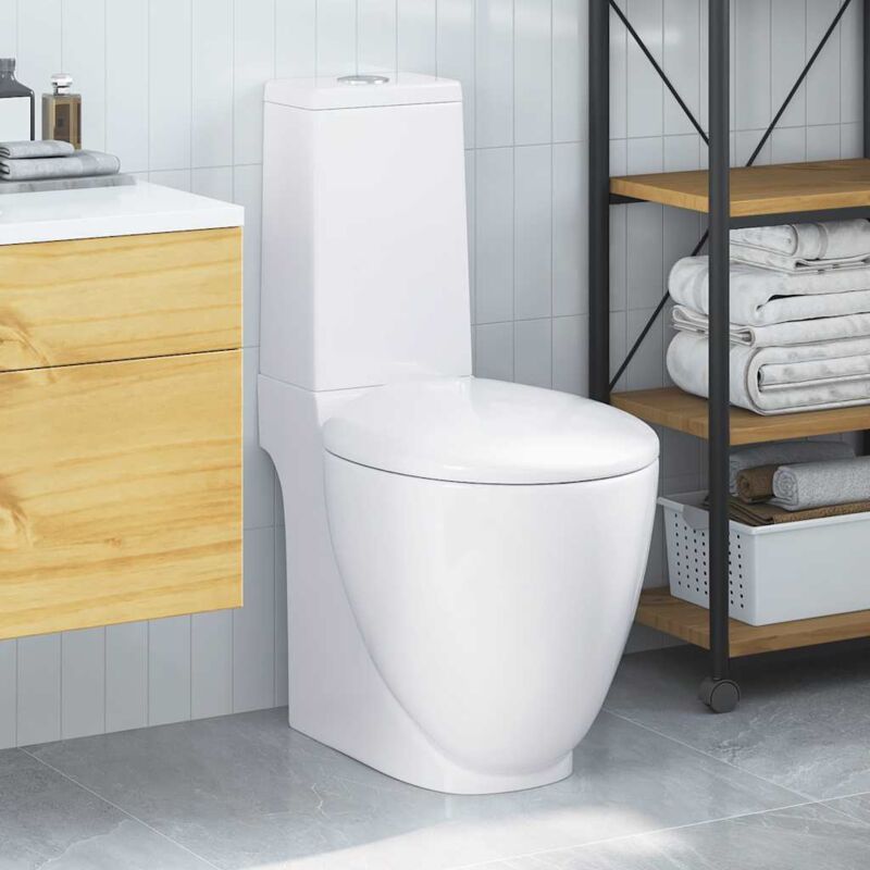 foto del prodotto vidaxl vaso wc in ceramica da bagno rotondo base con scarico elegante vari colori colore bianco