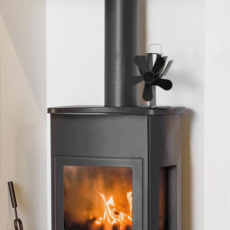 foto del prodotto vidaxl ventilatore per la stufa con 5 pale e fili ignifughi nero vari dimensioni dimensioni 16 x 11 x 21.5 cm