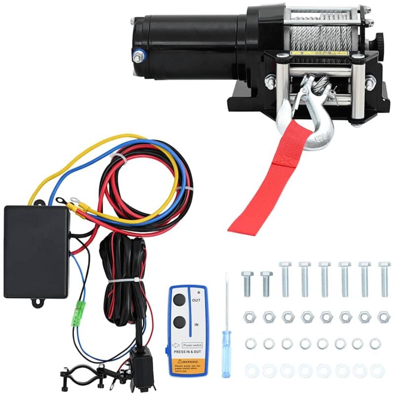 foto del prodotto vidaxl verricello elettrico 12 v 1360 kg piastra rullo telecomando
