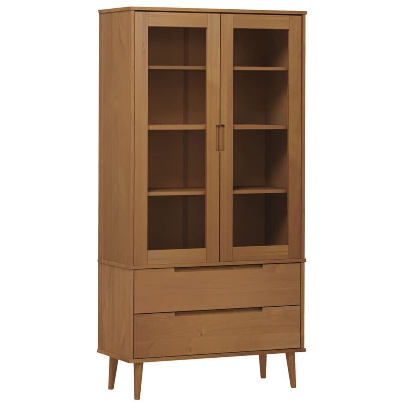 foto del prodotto vidaxl vetrina molde marrone 90x35x175 cm in legno massello di pino